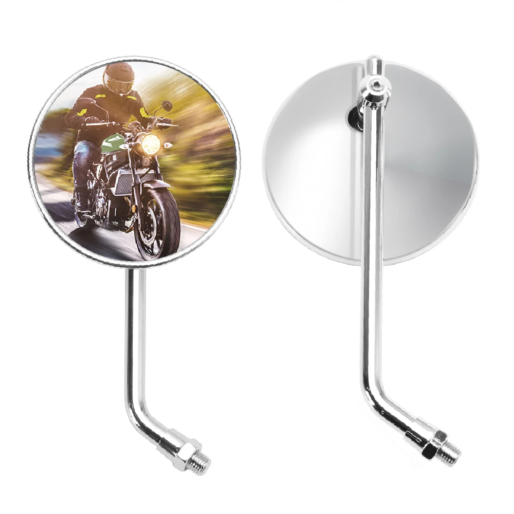 

Areyourshop 4" Round Chrome Classic Small Side Mirror with E-Mark M10 Mirrors For Japanese Motorcycle Chopper Bikes