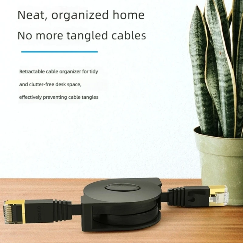 Portable Flat Ethernet Cable, 2m Pull-Out CAT6 Cord for Meeting Areas 83CF