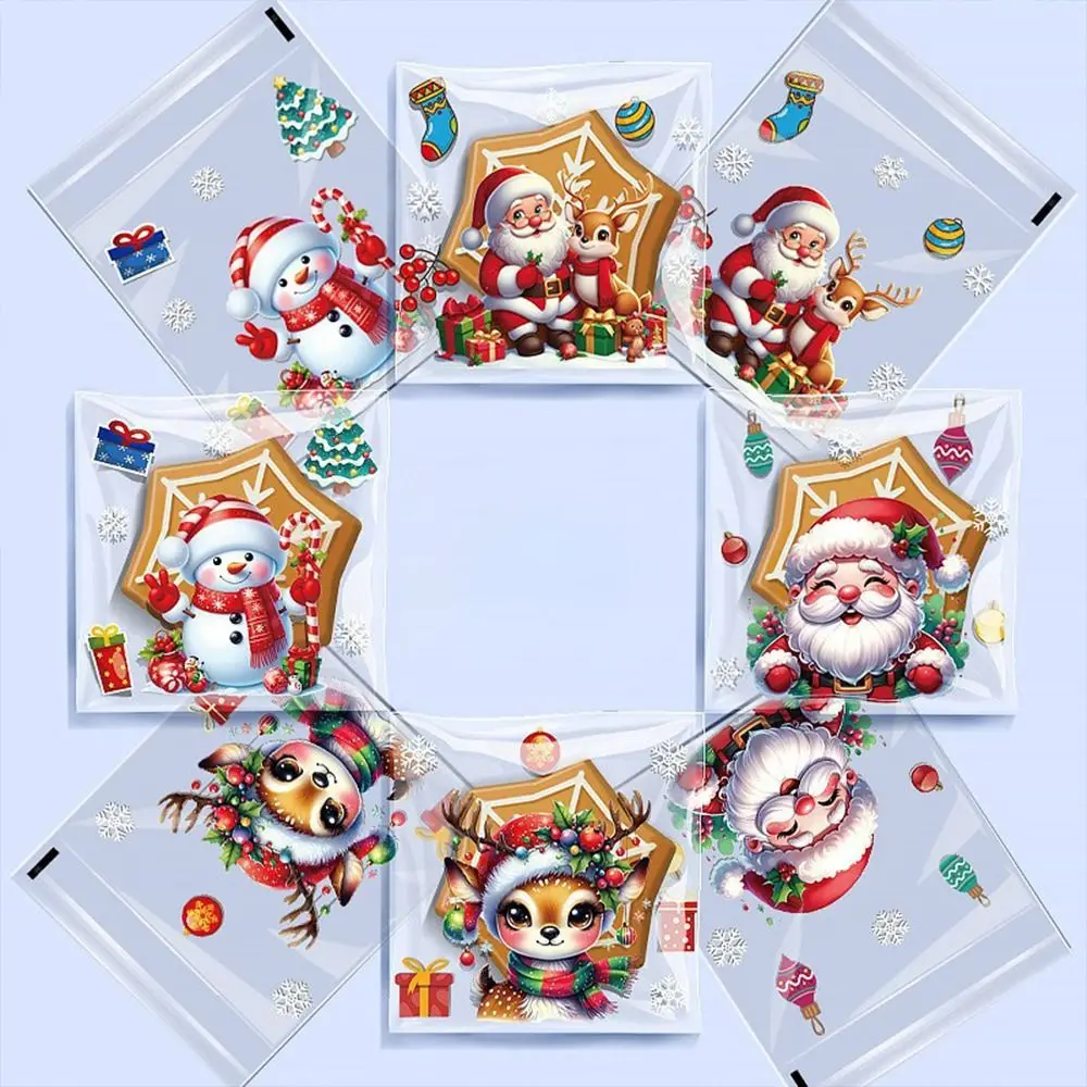 100 Uds. Bolsa de dulces de Navidad de Papá Noel embalaje de plástico bolsa de embalaje autoadhesiva suministros de fiesta de muñeco de nieve bolsas de galletas para Navidad