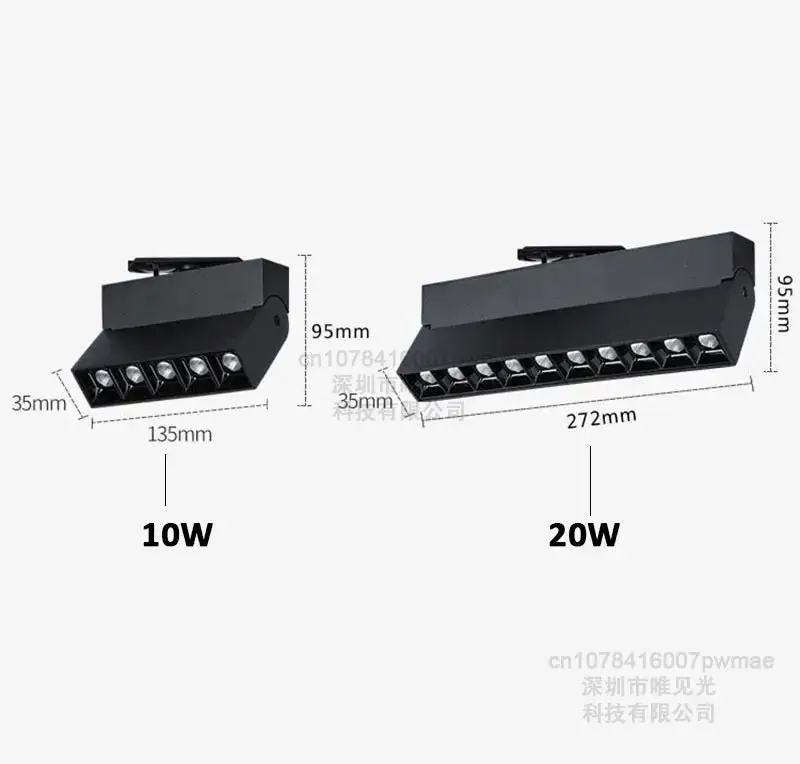 LED Track Light 10W 20W Ceilling Spot Lights COB Aluminium Home Rail Lighting Light System Kitchen Adjustable Track Grille Lamp