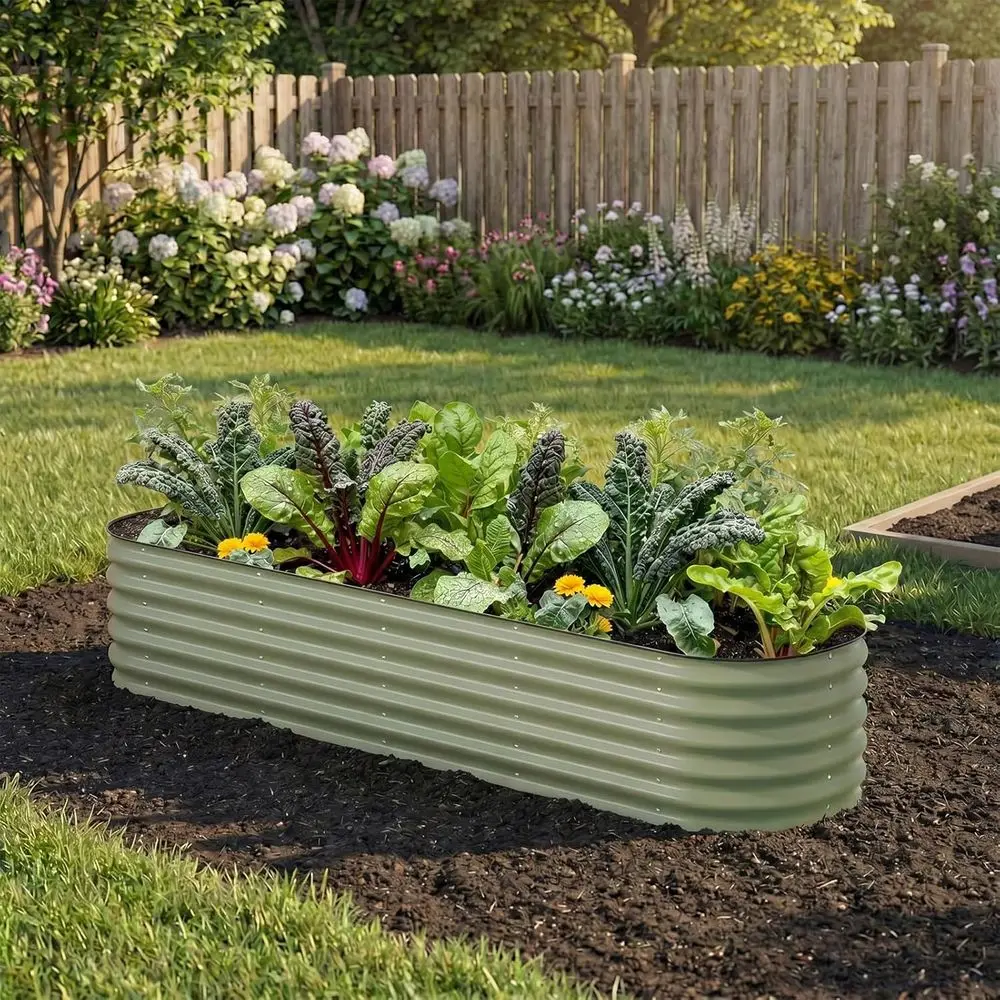 

Raised Garden Bed Outdoor, 8x4x1.5 ft Metal Planter Box with Anti-Cutting Edge, Rust-Resistant for Gardening, Vegetables, Flower