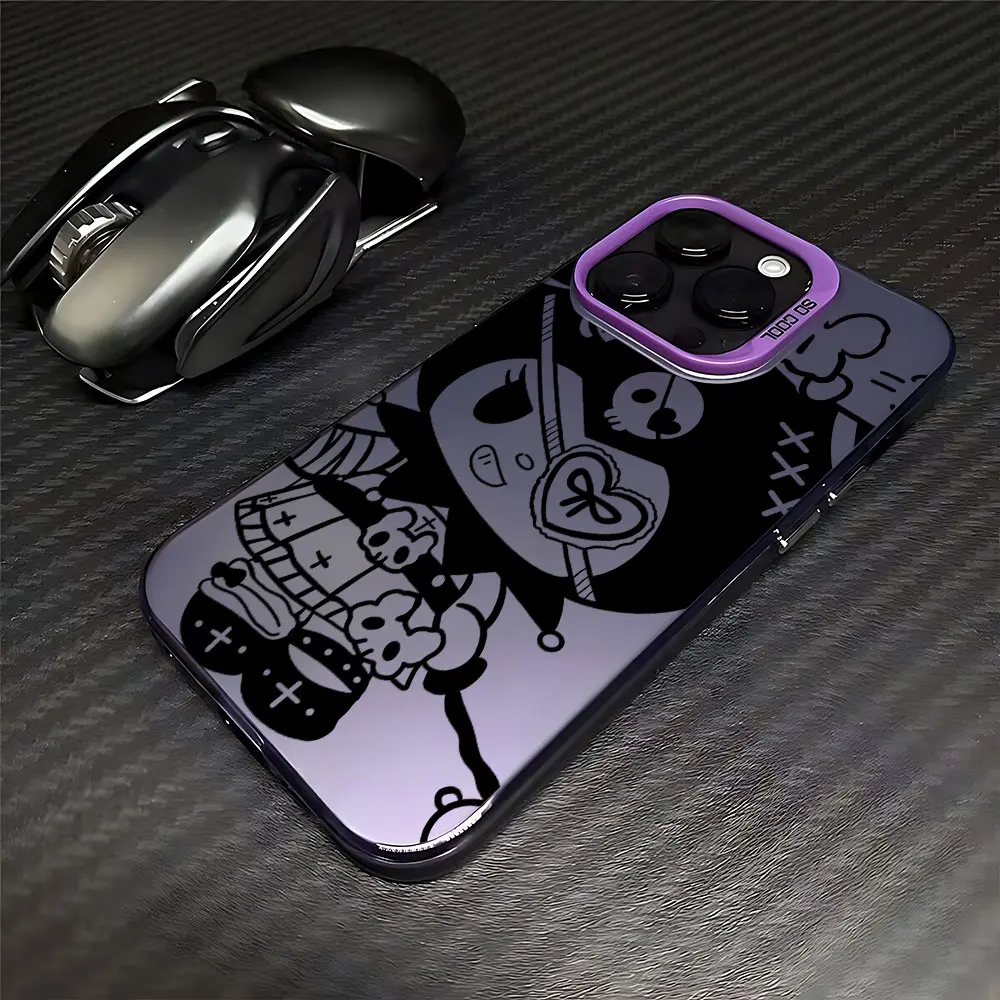 Black Hot Cute Kuromi Helle Kitty Case for Samsung Galaxy S24 S23 S22 S21 S20 Ultra Plus FE 4G 5G Matte Shockproof Back Cover