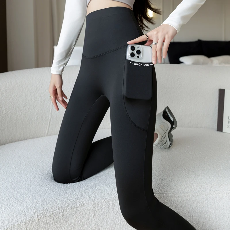 

Брюки с высокой талией из ткани Bla arkskin, женские брюки для фитнеса и йоги, весенне-летняя верхняя одежда, большие размеры, внутренняя одежда для полных женщин