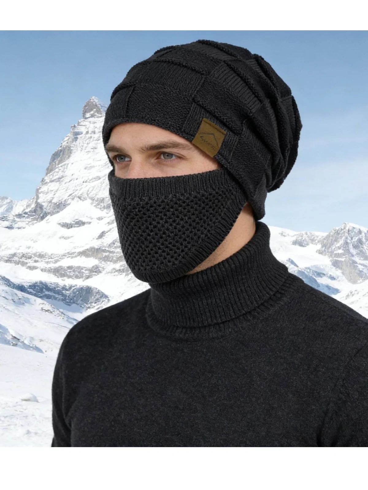 2-Piece Set of Random Color New Winter Fleece-Lined Cold-Proof Face Masks for Men and Women - Elastic Drawstring Closure, Lightweight and Warm, Suitable for Cycling, Skiing, Outdoor Sports, Solid Color Pullover Hat, Winter Warm Fleece-Lined Windproof Ear Cover Hat, Outdoor Leisure Hat with Mask Set