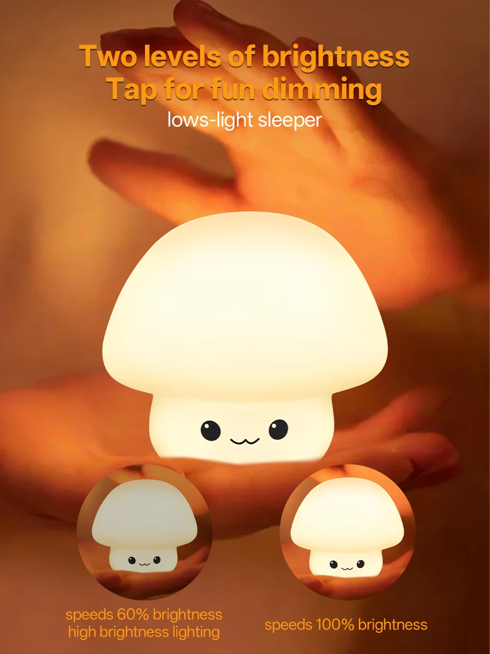 KFV Cute Pear Night Light 7-Color Dimmable Touch-Controlled Night Light Silicone Stress Reducing Pat Duck Lamp USB Rechargeable