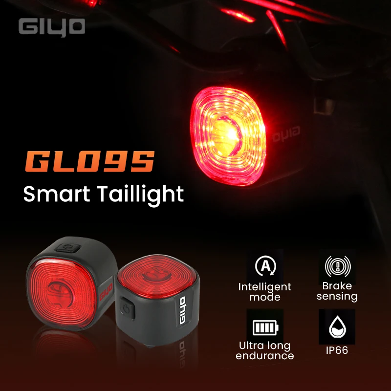 GIYO Bicycle Rear Light Bike USB Charge Taillight MTB Waterproof LED Smart Brake Sensing Rear Light Cycling Seatpost Taillight