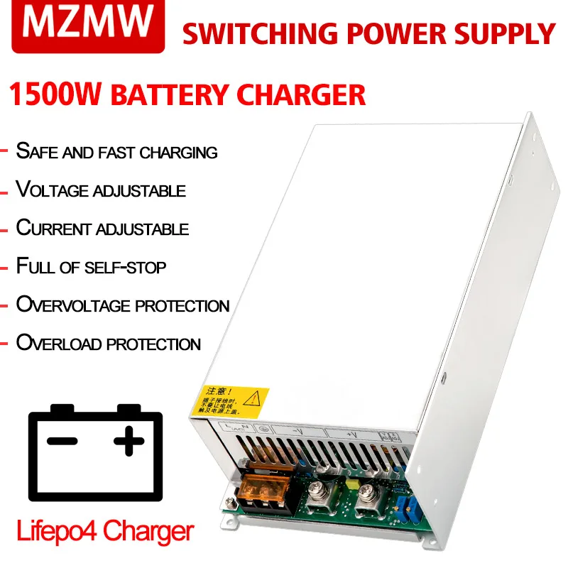 

MZMW Lifepo4 Lithium battery charger adjustable power supply 12v 4s 24v 8s 36v 12s 48v 16s 60V 20s 72V 24S Fast Charger 0-102.7A