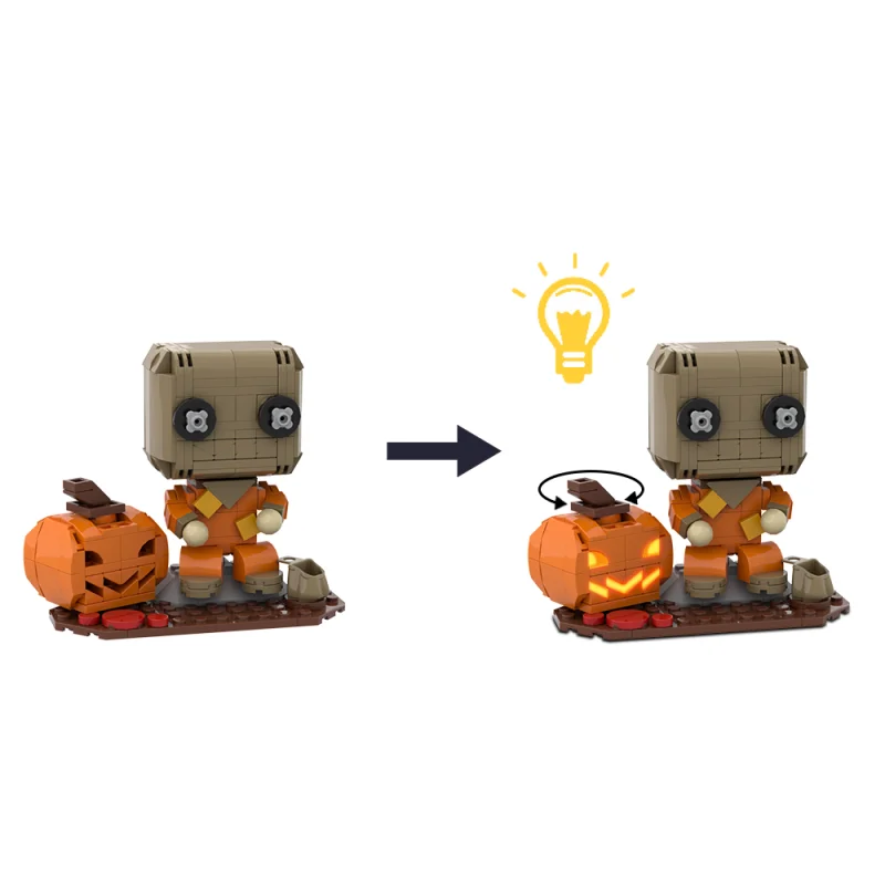MOC Horror Movie Pumpkin Lantern Doll Model Building Blocks Supernatural Halloween Trick\'r Treat Action Figure Brick Toy Gift