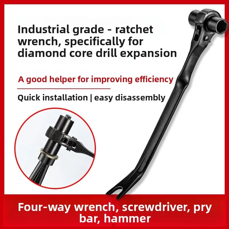 4-in-1 Ratchet Wrench Double Head Bidirectional Pointed Tail Quick Socket Scaffolding Wrench