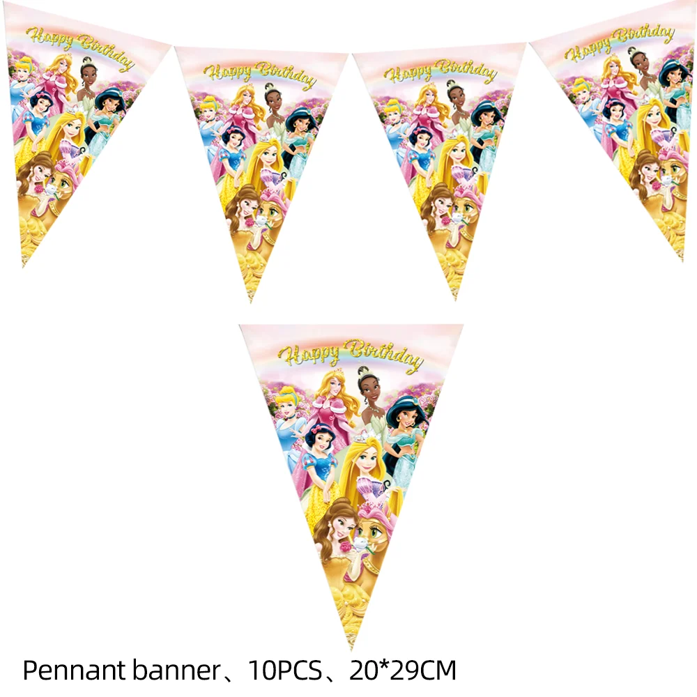 Disney Princess Birthday Letter Banner Garland Birthday Party Decoration Bunting Flag Mermaid Party Background Room Decoration