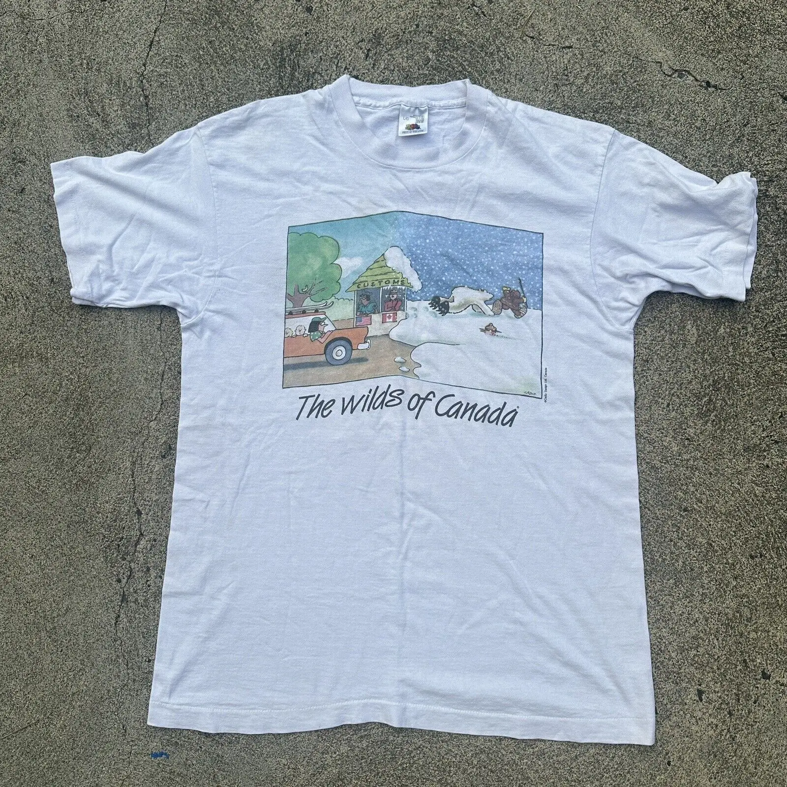 

Vintage Cadiz Designs The Wilds of Canada Fruit Of The Loom Tee Large White