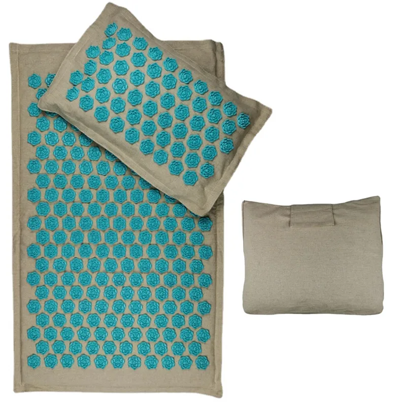 Lotus Spike Acupressure Mat Nature Linen Coconut Palm Massage Yoga Cushion Mata Do Akupresury Lotus Spike Poduszka Do Masażu