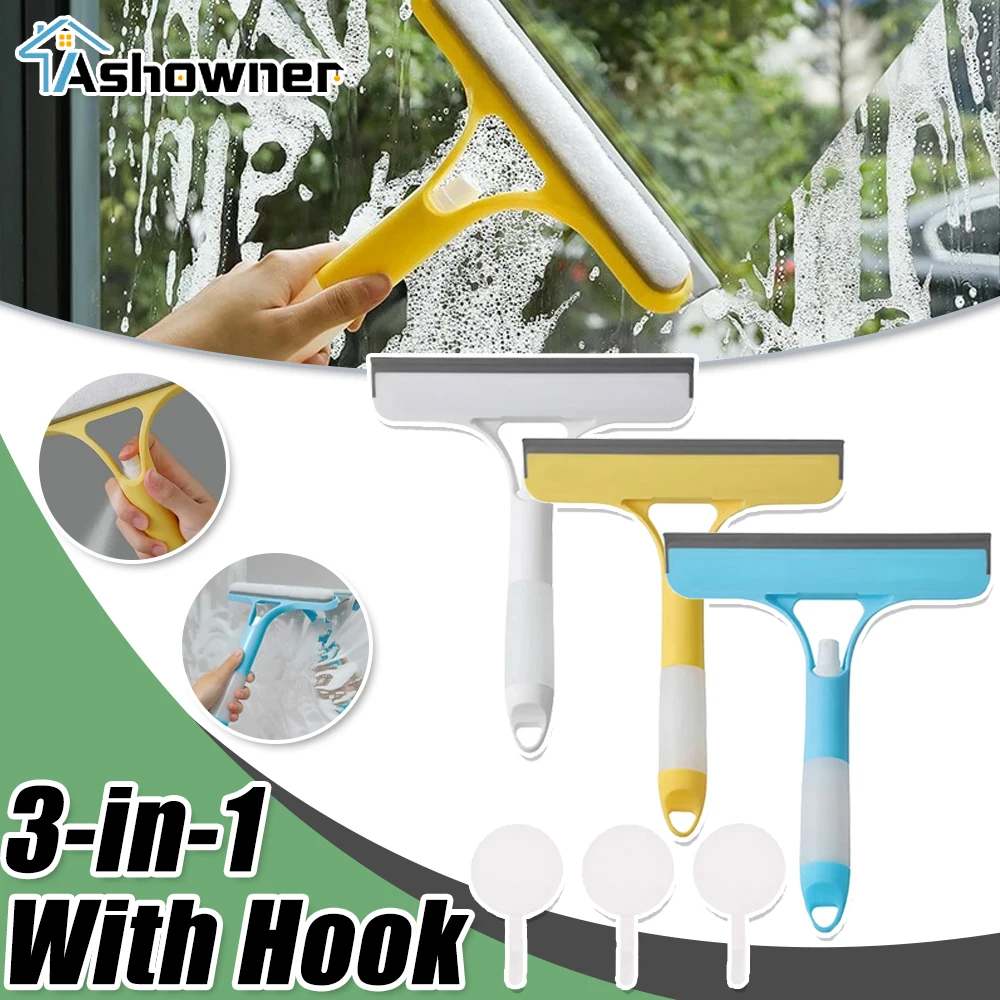 3 In 1 Glass Cleaning with Spray Bottle Wipe Shower Screen Clean Window Cleaning Tool Multi-Purpose Door Car Windshield Cleaner