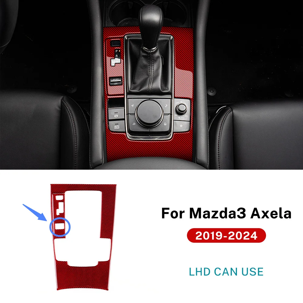 KUNGKIC Echte weiche Kohlefaser für Mazda 3 BP 2019 2020 2021 2022 2023 2024 2025 Mazda3 Axela Manueller automatischer Schalttafelaufkleber 9