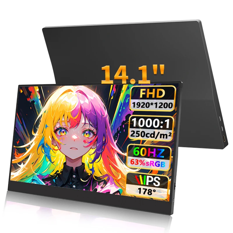 HGFRTEE 14 inch draagbare monitor Touch/no Touch optioneel 100% sRGB 400cd/m2 Gaming Computer Uitbreidbaar scherm voor XBox PS4/5 Switch