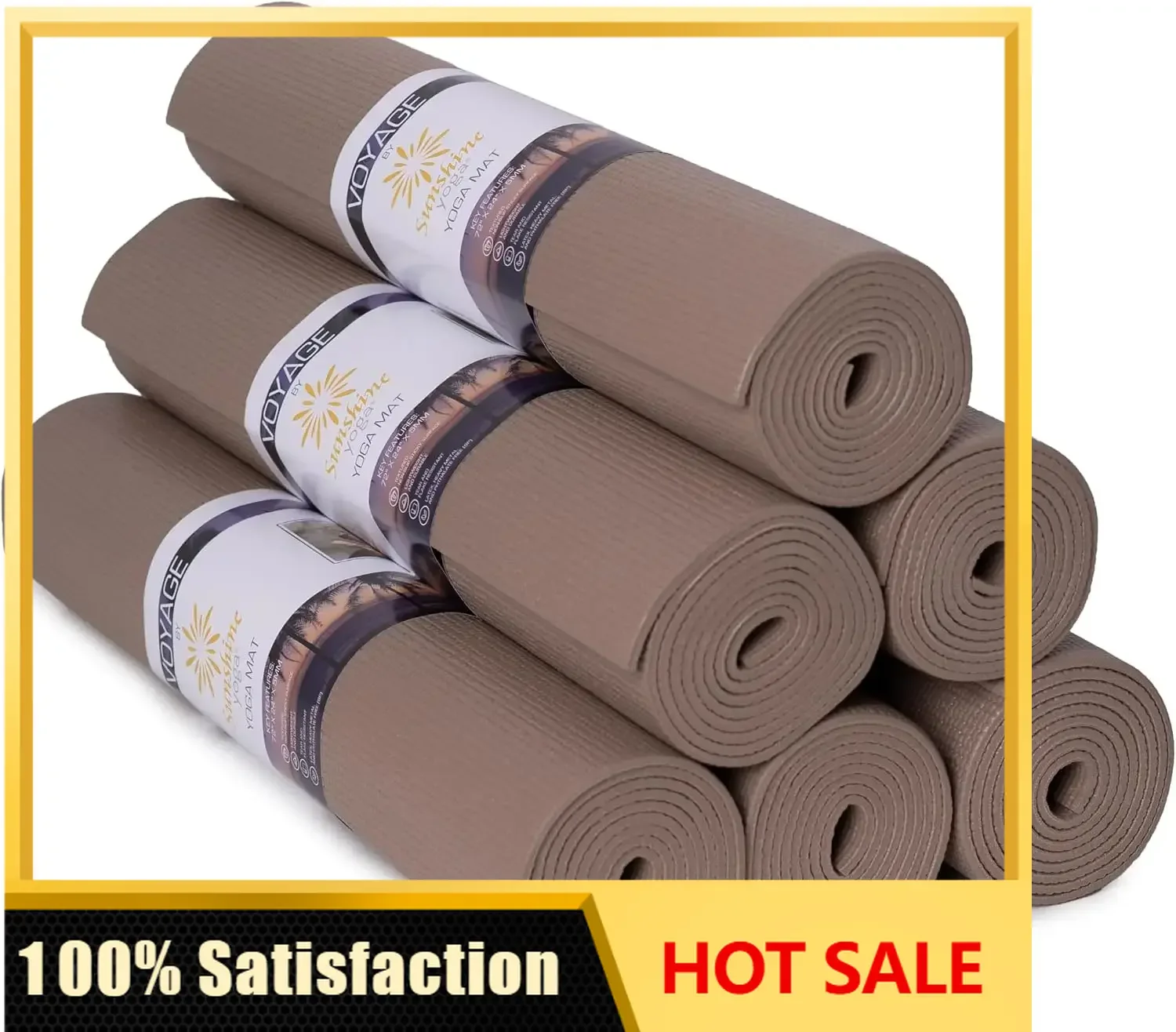 Voyage 5mm Studio Yoga Mats, 6 Pack, 72x24in | Extra Long, Anti-Tear Exercise Mats for Workout, Stretching, Fitness - Non Slip