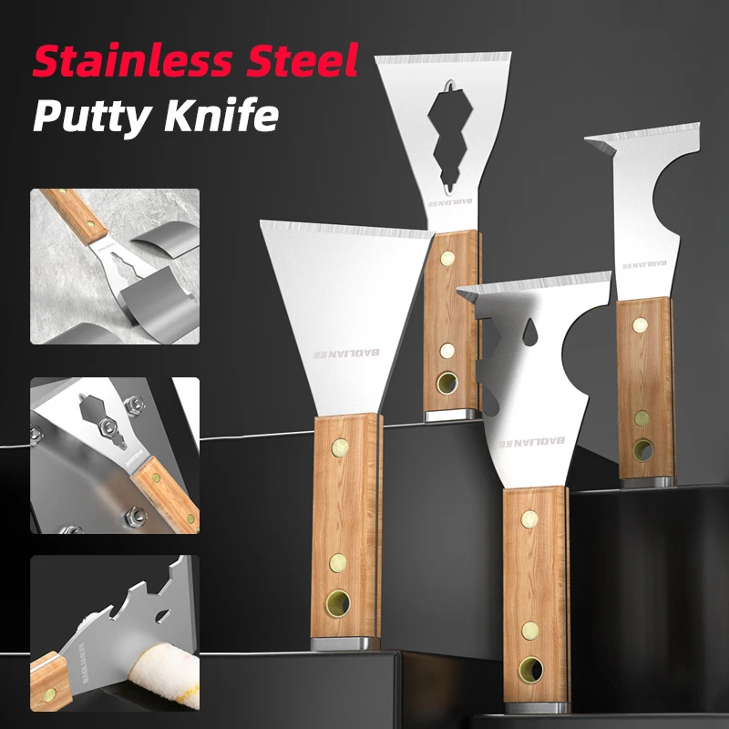 Putty Knife Stainless Steel Scraper Paint Tool with Comfortable Grip for Drywall Repair, Wallpaper Removal and Plaster Scraping
