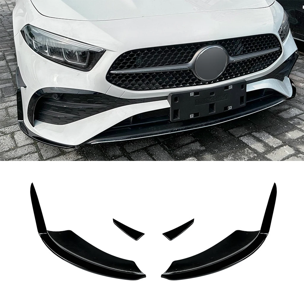 

Front Bumper Lip Spoiler For Mercedes-Benz A-Class W177 A180 A200 A35 AMG 2023+ Front Bumper Protector Lower Blade Splitter