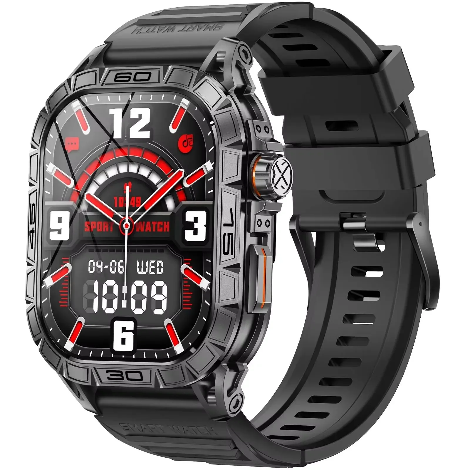 

Men Smartwatch Bluetooth Call Heart Rate AI Voice 1.96inch HD AMOLED 380MAH Long Standby Music IP68 Waterproof Smart Watch