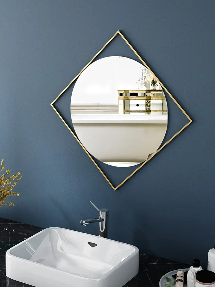 Nordic Simple Toilet Mirror, Bathroom  Wall Mounted Round Makeup  Toilet  Wall Mounted Entrance