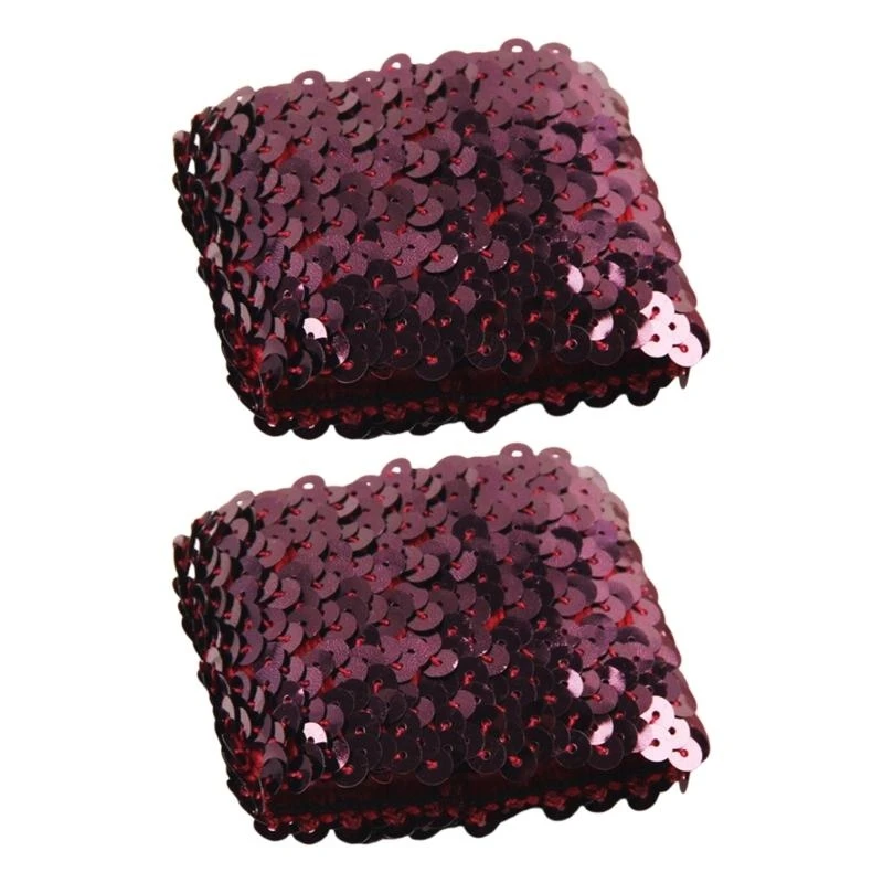 

652F Glittering Sequined Cuffs Party Dressingup Arm Sleeves Elastic Wrist Cuffs Decorative Cuff Sleeves for Women and Girl