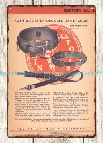 1954 belts safety straps leather goods metal tin sign house accessories