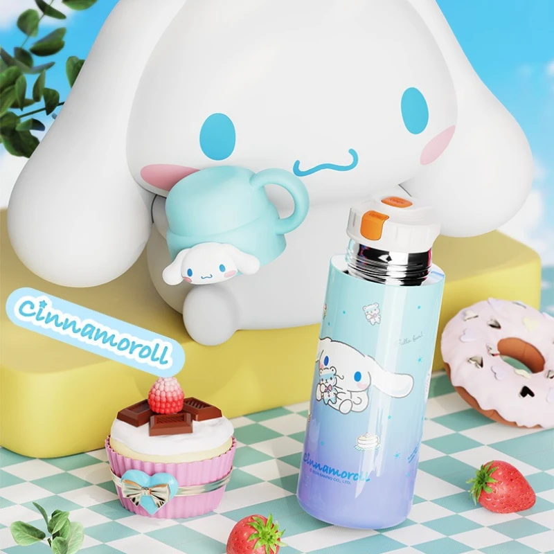 X&W 460ML Sanrio Series Thermos Cup 316 Stainless Steel Insulated Cup with Teacup Lid Pop Up Design Water Bottle Outdoor Use