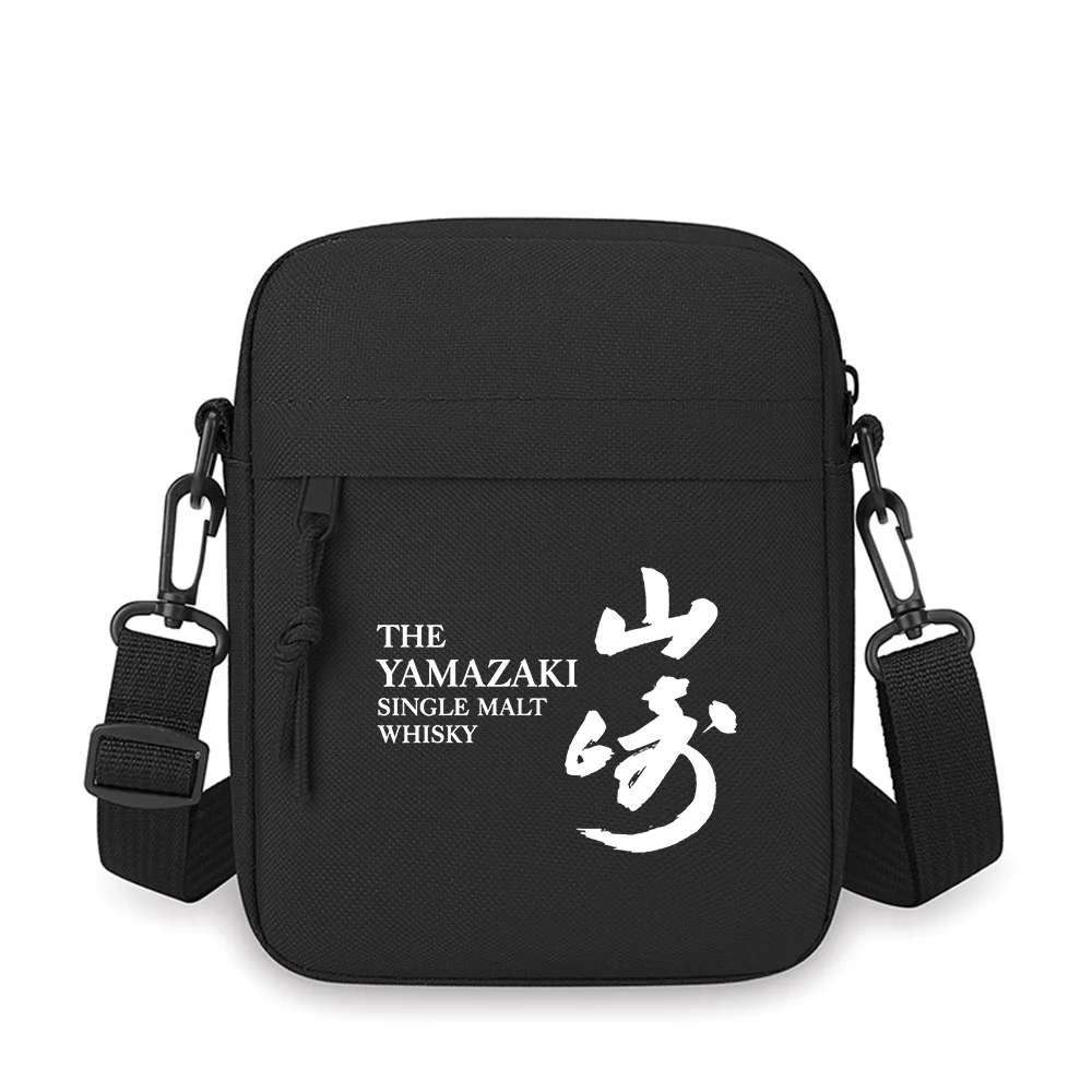 

White texts,Japanese character logo,whisky Men Crossbody Bag Single Shoulder Women Cartoon Anime Film Printing Design Unisex