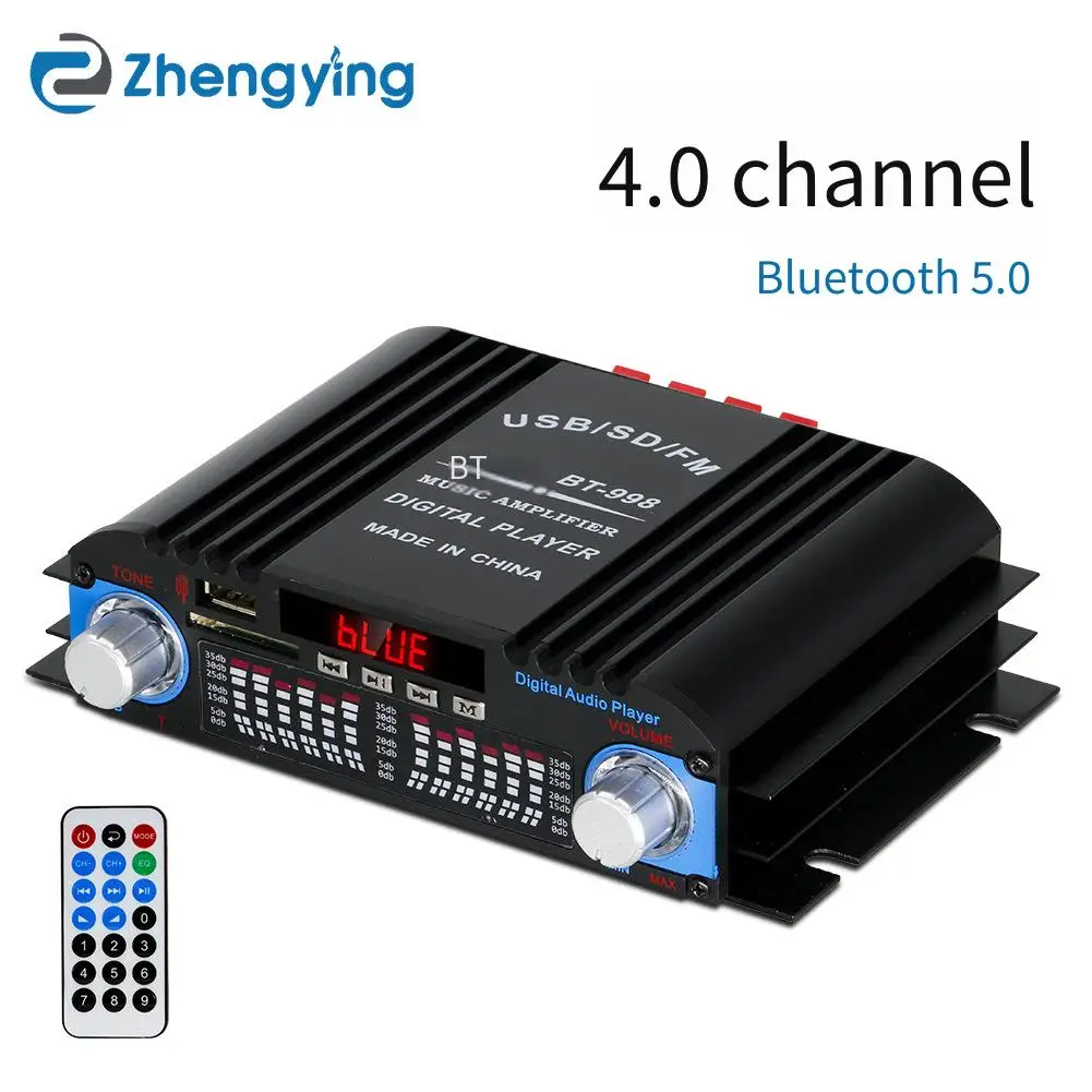 

HiFi Sound Amplifier 4 Channel Digital Audio Bluetooth Amplifier Mini Miniature Soundtrack Karaoke Player Remote Control