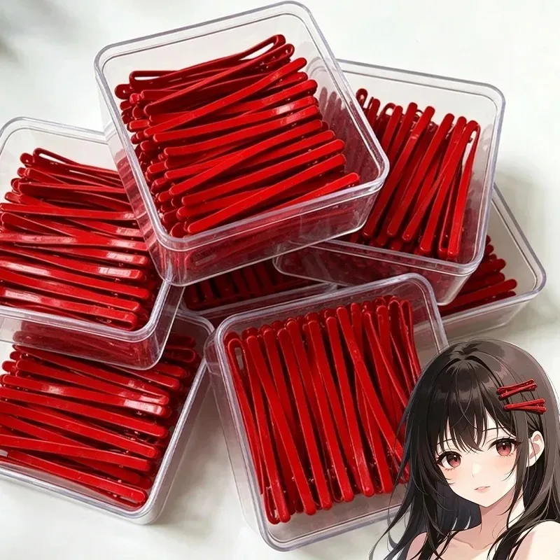 5/20pcs Metal Red Wide Snap Hair Clips Y2K Role Play Anime Cosplay Women Barrette Hair Pins Hairwear Japanese Decoration Fashion view 2