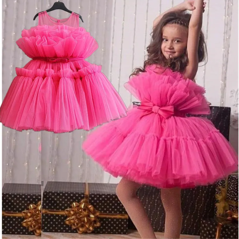 Baby Dress Girl 1st Birthday Dress For Baby Girl Dress Bowknot Princess Dresses Flower Girls Wedding Party Tutu Kids Clothes