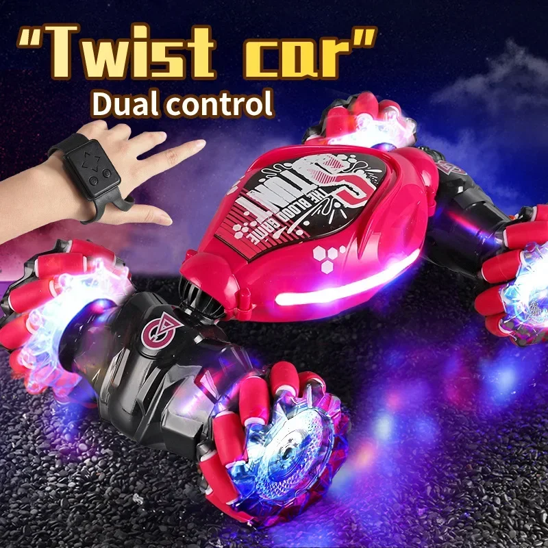 4WD Stunt RC car with LEDlights deformable twisting climbing gesture sensing radio 2.4G control car electronic toys for children