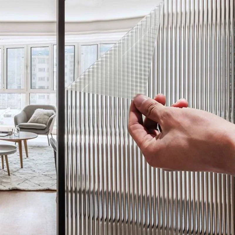 Gerilltes Glas, Sichtschutzfolie für Fenster, mattierte Fensterfolie, 3D-Dekorfolien für Fenster, nicht selbstklebend, für Badezimmer und Wohnzimmer.