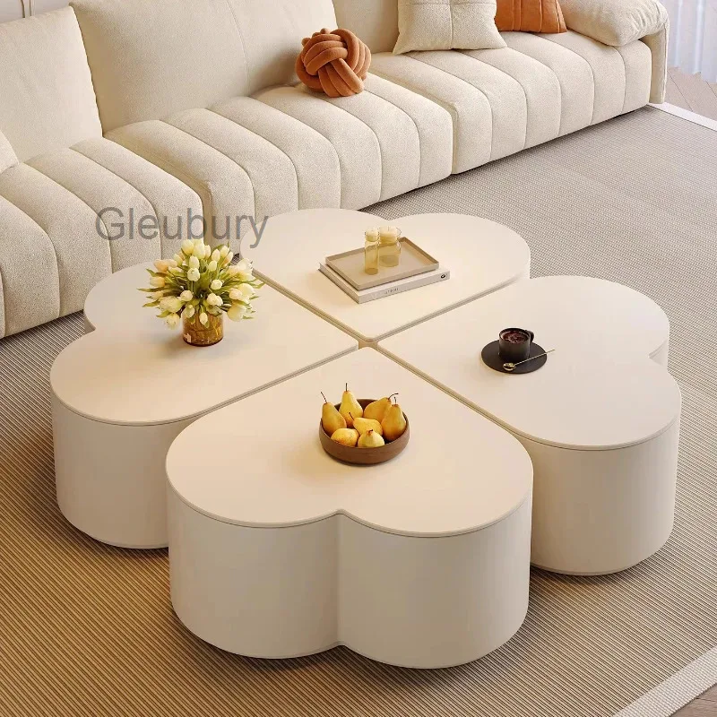 Table Coffee Cream Minimalist French Design Durable Sleek Coffee Table Irregular Shaped Living Room Furniture Sofabord XY50CJ