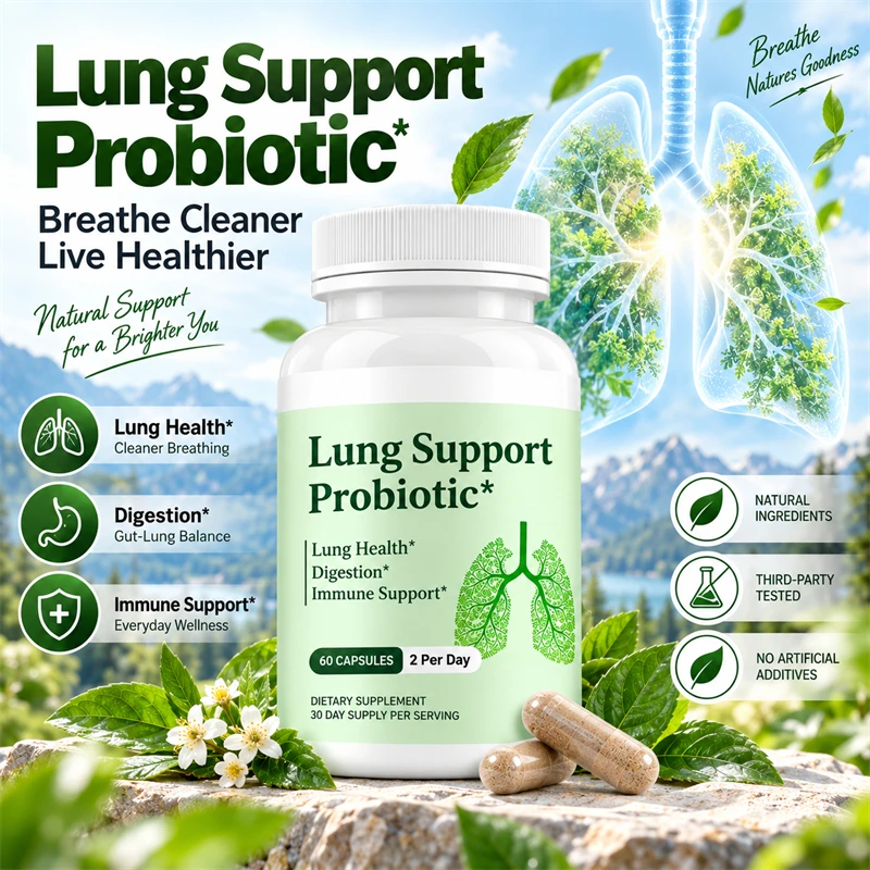 Lung Cleanse Detox Probiotic Capsules for Respiratory Health Support, Mucus Clear, Quit Smoking Aid, Asthma & Altitude Relief