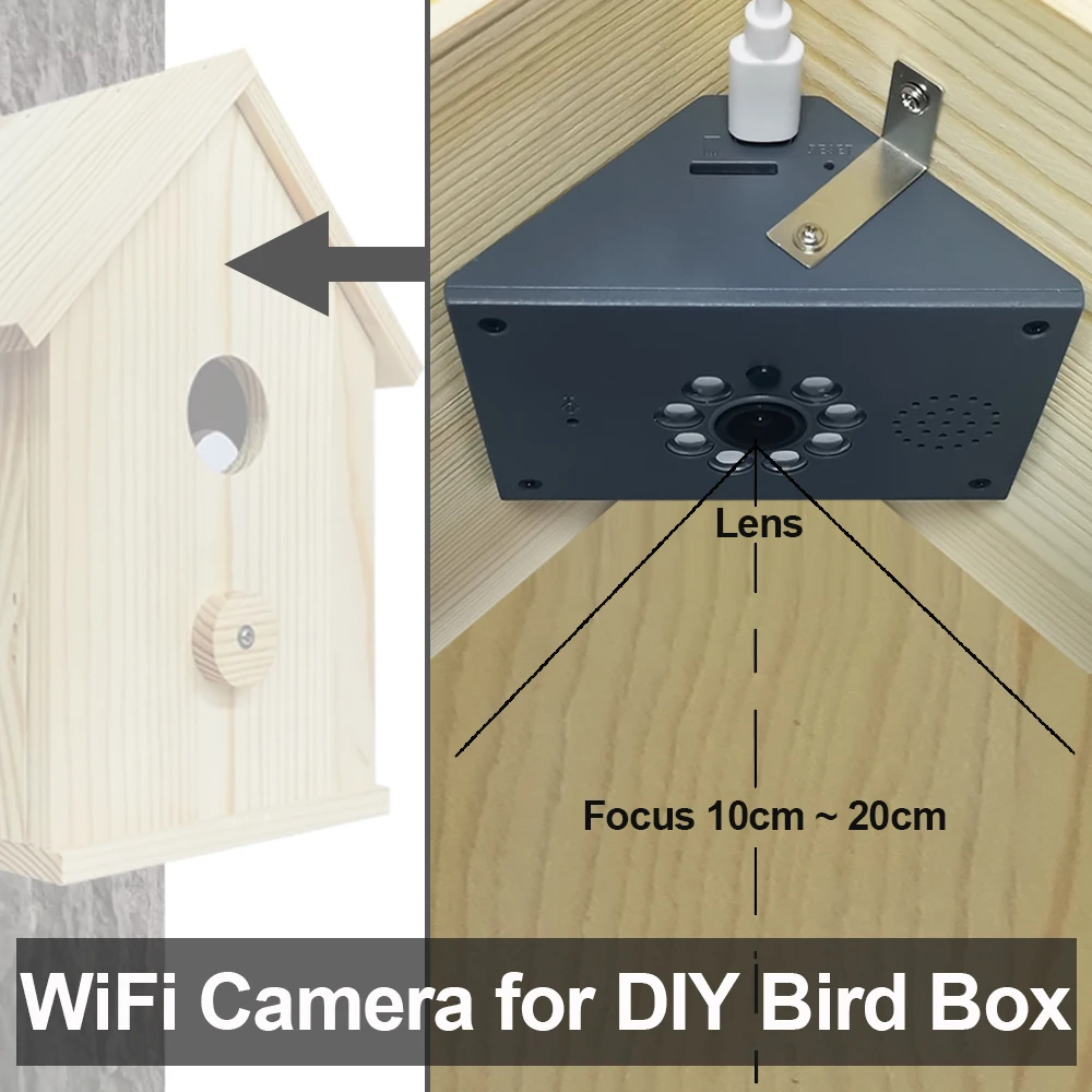 Tuya Smart Life WiFi HD Camera for Bird House Wireless APP Remote Live View Night Vision Plug-in Power Easy Install DIY Gift