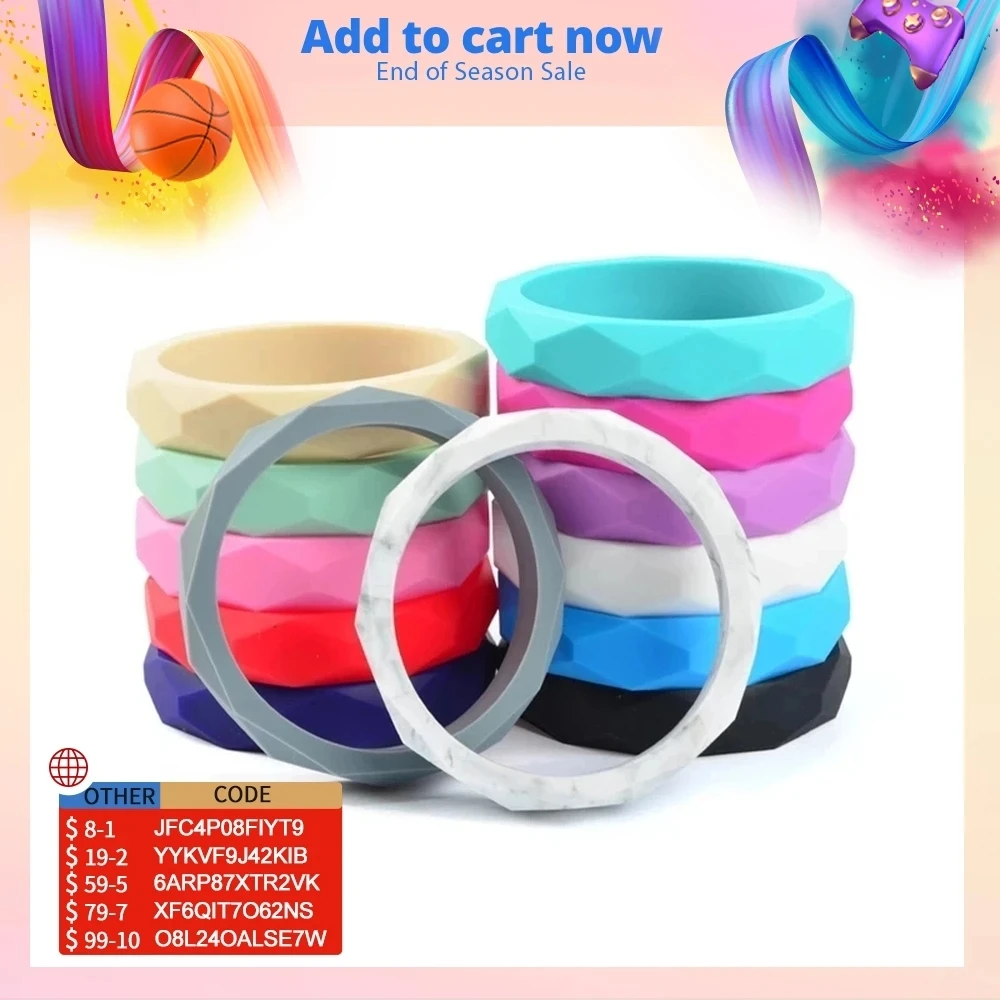 

LOFCA 1pc Teething Bracelet Silicone Baby Bangle Teether Wristband Aldut Size Fashion Chew Toy Silicone Beads Nursing Jewelry