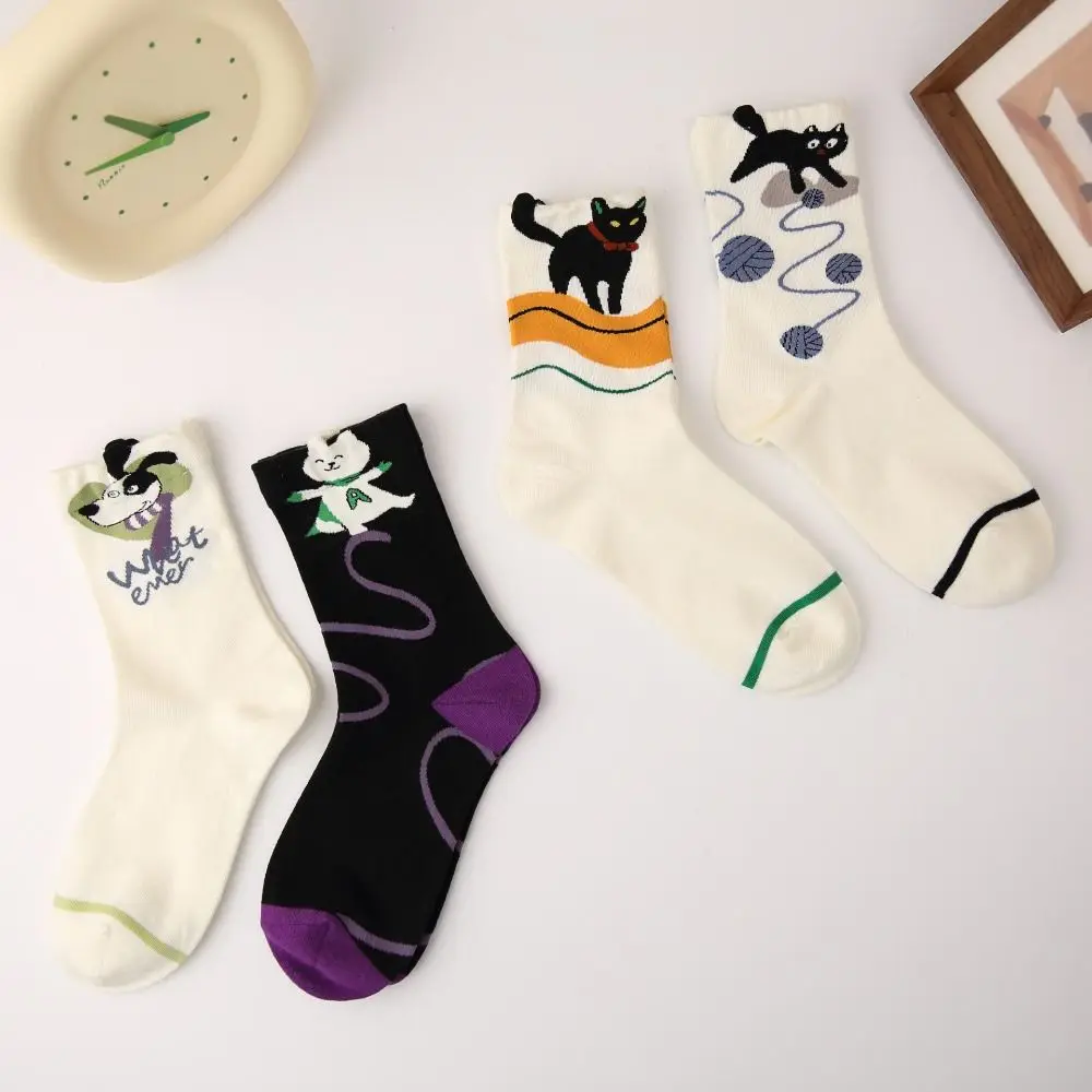 

Cute Harajuku Cat Pattern Socks Women Creative Warm Cotton Middle Tube Socks Korean Style Short Socks Girls Novelty Animal Socks