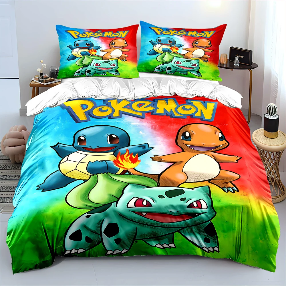 

S-Squirtle Printed Quilt Cover Pillowcase Bedding Set 1 Quilt Cover 2 Pillowcase Holiday Gift for Boys Girls Adults Multi-size