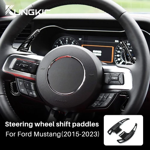 Imagen 2 del producto Cubierta de la palanca de cambios del volante del coche para Ford Mustang 2015 2016 2017 2018 2019 2020 2021 2022 2023 Accesorios de moldura ABS