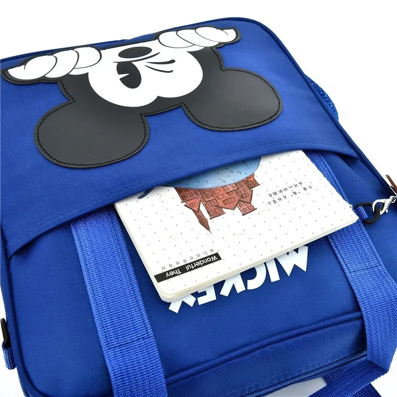 Disney-bolsas de tutorización para estudiantes, mochila escolar multifuncional de dibujos animados de Mickey, bolso de mano, bolsa de libros para documentos, Bolsa Escolar cuadrada