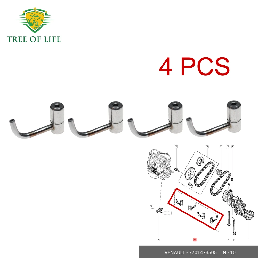 

4x Piston Oil Spray Nozzle 7701473505 For Renault Clio II Duster Kangoo express Logan II Megane Sandero Scenic I Symbol 1.6 16V