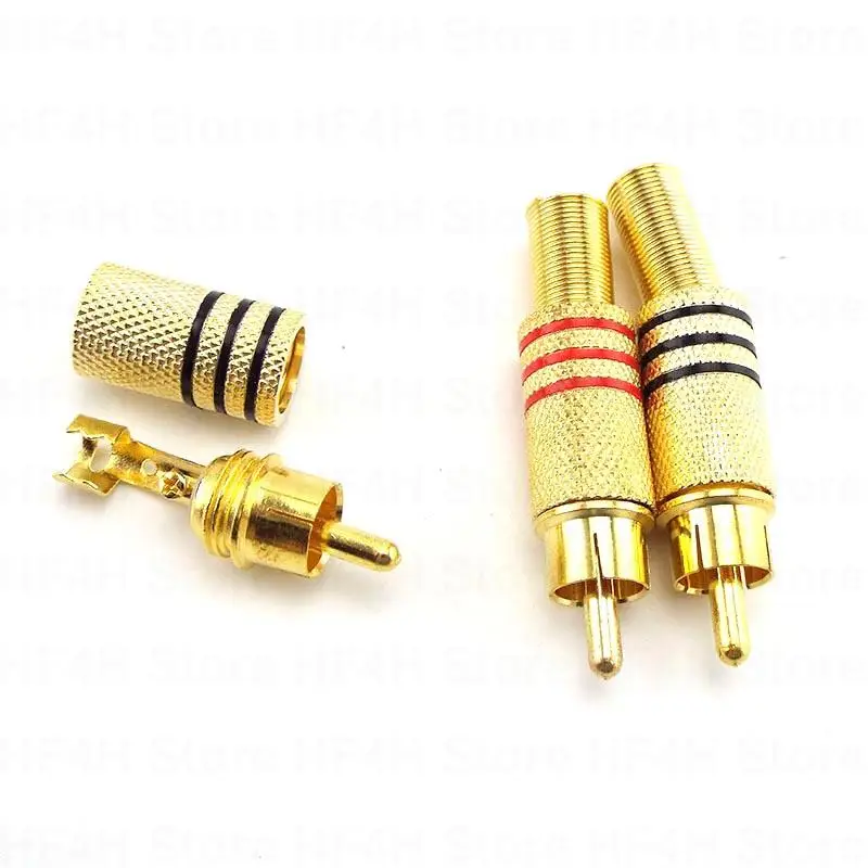 10PCS/Lot Gold Red Black Metal Spring RCA Connector Male Jack Plug AV Plugs For PC Audio Vedio Welding DIY Parts B4