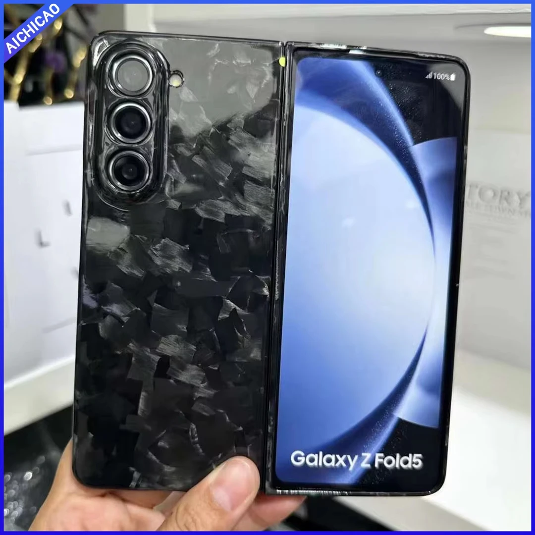 

Чехол из настоящего углеродного волокна для Samsung Galaxy Z Fold 5, ультратонкий чехол из арамидного волокна с защитой от падения, кованый ярко-черный чехол1