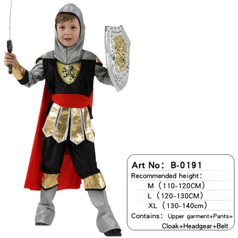 Anime Warrior Knight Costume for Kids, Fantasia, Sem Arma, Grego, Fit for Boys, Carnaval, Birthday Party, Anime, Natal