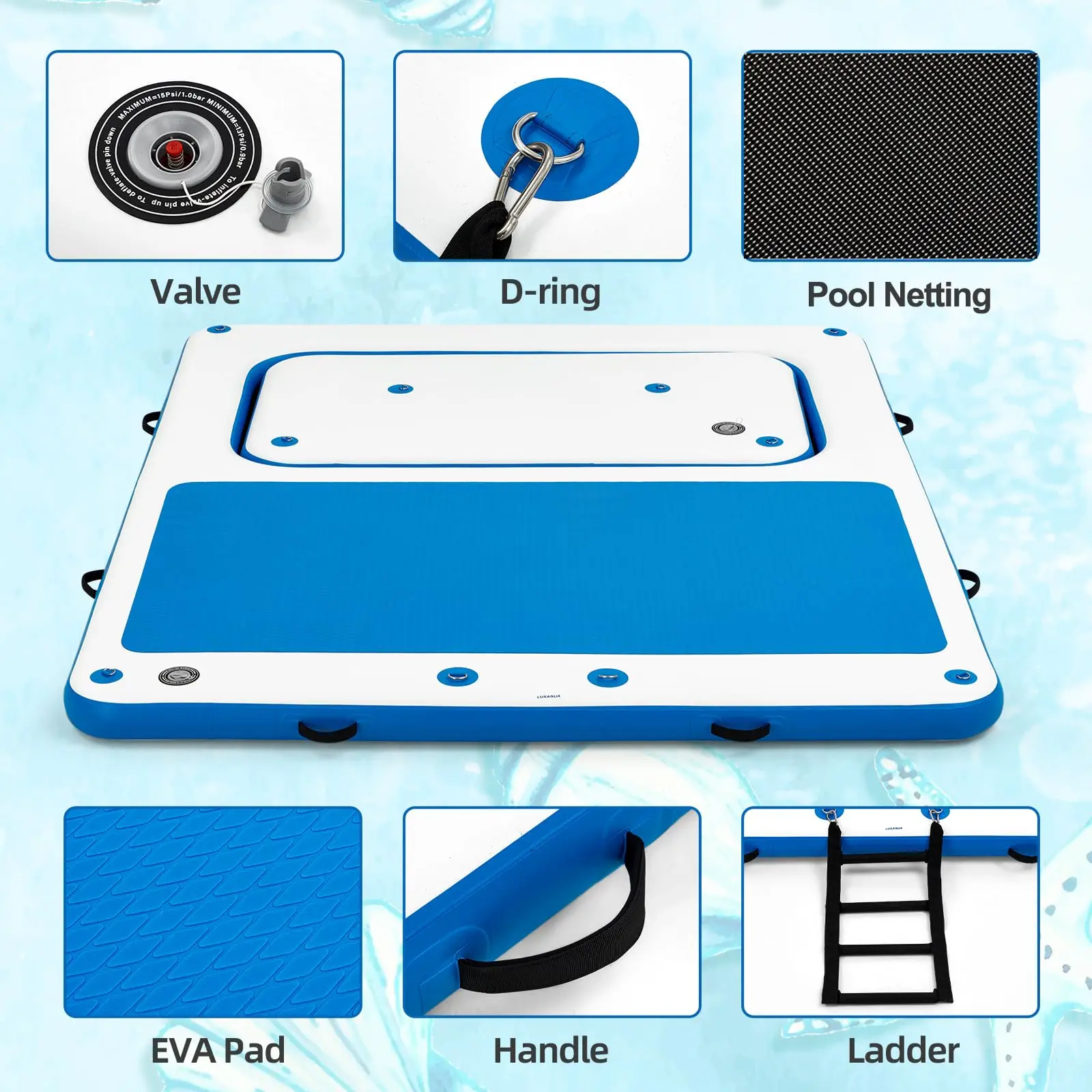 Water Leisure Outdoor Pool Lake Ocean Inflatable Floating Platform Floating Dock Floating Island Raft