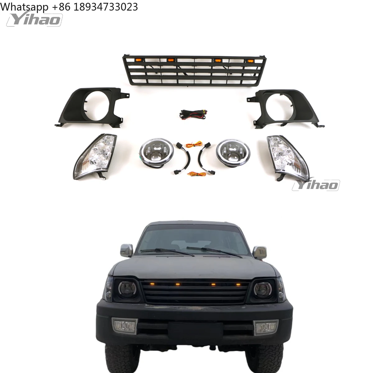 

Modified ABS Front Body Kits Grille With Light for Land Cruiser for 1993-2002 LC95 fj95