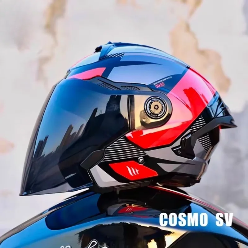 MT Motorcycle Helmet MT Cosmo SV 3/4 Open Face Helmet Men Women Breathable Double Lenses Tail Jet Scooter Motorbike Half Helmets