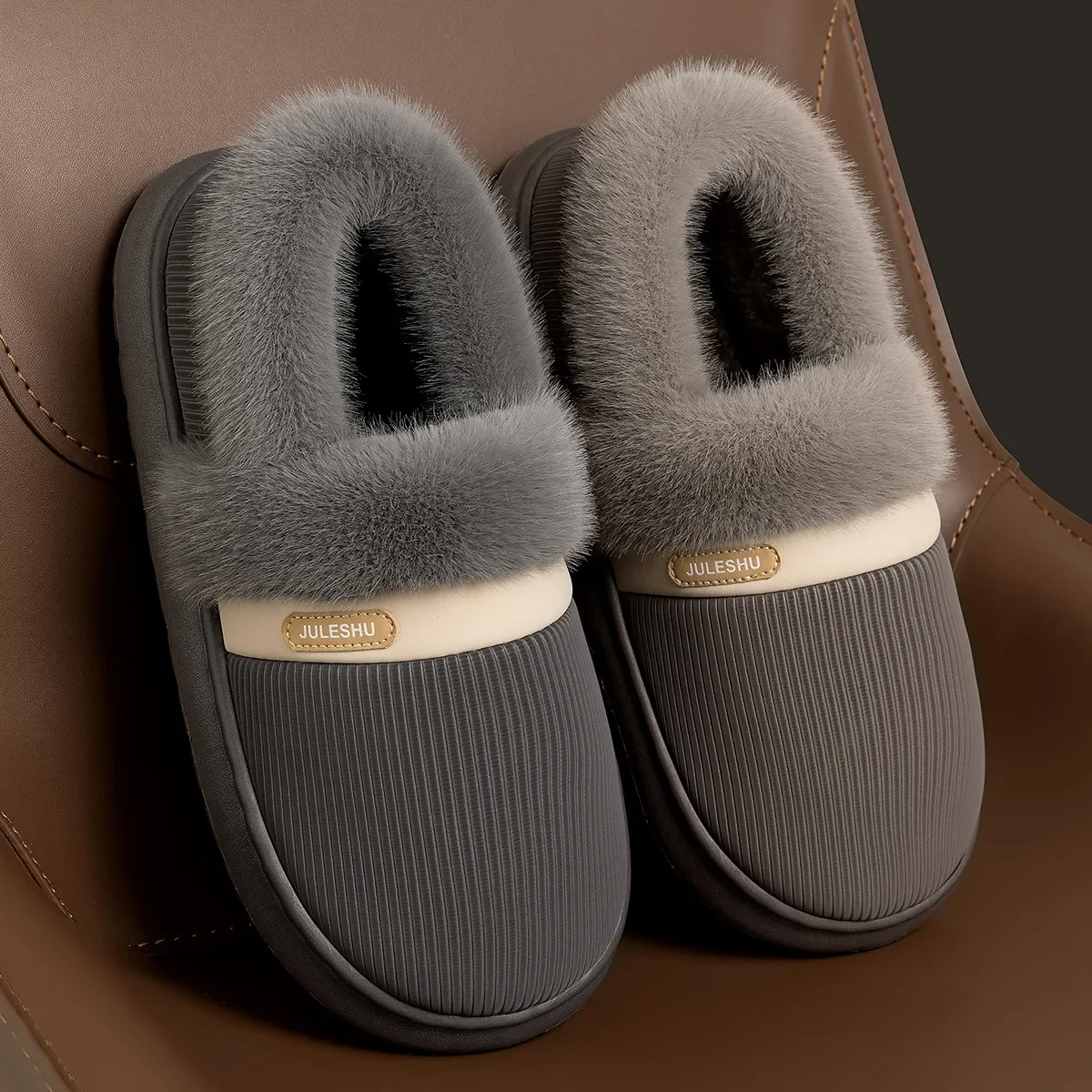 

New Winter Warm Men Slippers Women Home Slides Thick Plush Shoes Indoor Soft Platform Flats Anti-Slip Bedroom Furry Slides