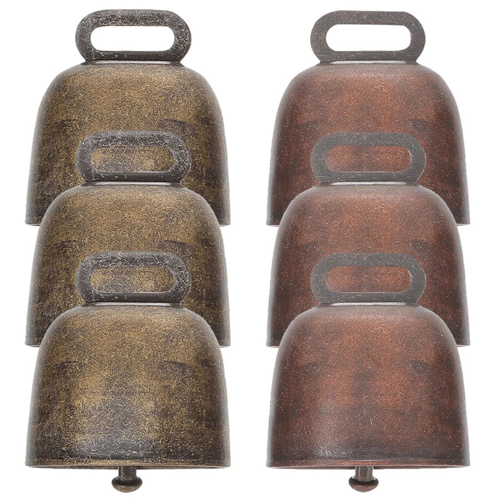 6 Pcs Metal Cowbell Large Bells for Decoration Vintage Mini Livestock Hanging Small Copper Christmas